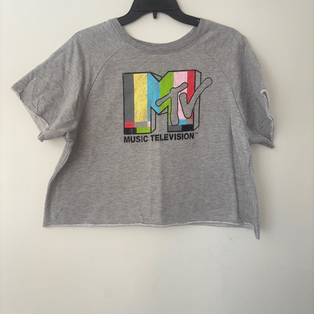 MTV Gray and Pink Logo Tee